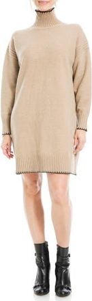 Max Studio Long Sleeve Turtleneck Dress in Vicuna/Black at Nordstrom Rack, Size X-Large