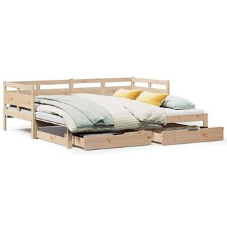 Berkfield Home Daybed with Trundle & Drawers without Mattress 90x190 cm Single in Natural
