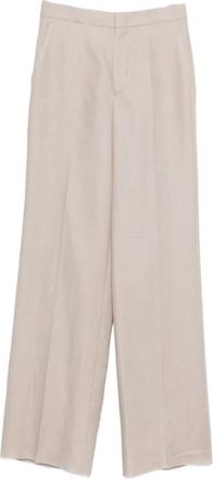 Tagliatore Linnen Broeken - Dames - Wijde Broeken - Beige - M - Linnen - Broeken