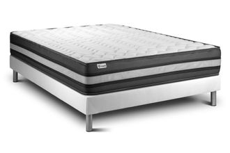 VITALIT Somier blanco + colch&oacute;n con espuma viscoel&aacute;stica 140 x 190