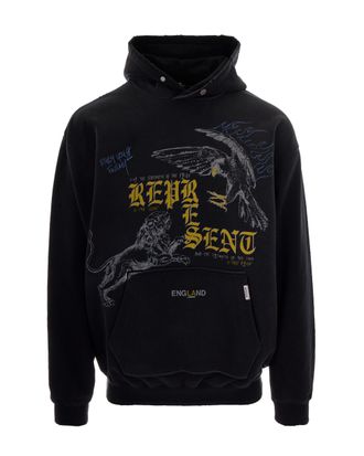 Represent Oversized Black Graphic Hoodie with Iconic Motif