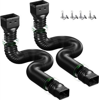 OEM Juego De 2 Mangueras Flexibles Para Desag&uuml;e De Canalones - Longitud Extensible De 53 A 132 Cm - Material Pl&aacute;stico Abs - Drenaje De Agua De Lluvia