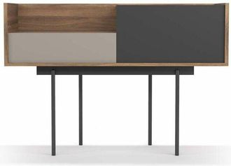 HERDASA Herdasa - Recibidor modelo 673 acabado nogal combinado con arena y grafito, 84cm(alto) 122cm(ancho) 42cm(prof.)