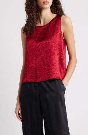 Eileen Fisher Crinkle Satin Shell Top in Ruby at Nordstrom Rack, Size Xx-Small