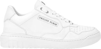 Philipp Plein Nappa Leather Low Top Sneakers Lettering - Heren - Sneakers - Wit - 39 EU - Leer - Schoenen