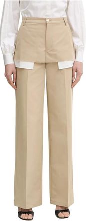Silvian Heach Wijde Broek - Dames - Wijde Broeken - Beige - XS - Katoen - Broeken