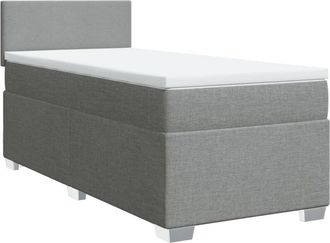 vidaXL Vidaxl - Cama Box Spring Con Colch&oacute;n Tela Gris Claro 90x200 Cm