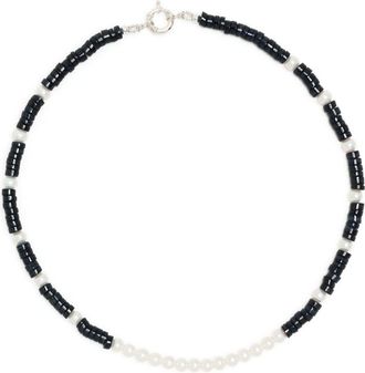 A Sinner in Pearls A Sinner In Pearls - Sterling Silver Pearl Beaded Necklace - Mens - Stone