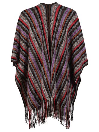 Missoni Vibrant Zigzag Pattern Poncho with Fringed Edges