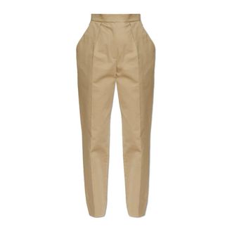 Balmain Wide Trousers, female, Beige, Size: M High-waisted Trousers