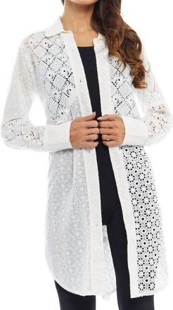ADORE JazzyS Embroidered Cotton Duster Cardigan In White