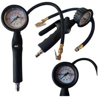 Trade Shop Trade Shop - Pistola Aria Con Manometro Professionale 0-16 Bar 0-230 Psi Liquido Anti-shock