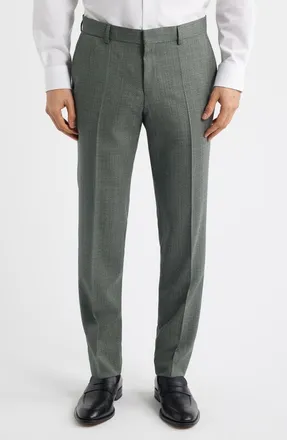 BOSS Genius Slim Fit Virgin Wool Dress Pants in Open Green at Nordstrom, Size 30