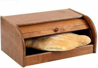 Trade Shop Trade Shop - Portapane In Legno Con Serrandina Apri E Chiudi Color Ciliegio 39 X 25 X 17 Cm
