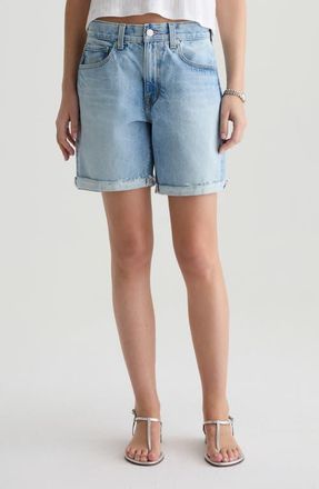 AG - Adriano Goldschmied Ex-Boyfriend Mid Thigh Denim Cutoff Shorts in Soft Focus at Nordstrom, Size 29