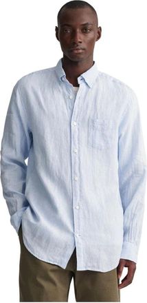 GANT Regular Fit gestreept linnen overhemd - Heren - Casual Overhemden - Blauw - 3XL - Linnen - Overhemden