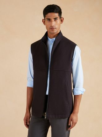 Oliver Brown Wool Fleece Gilet - Navy