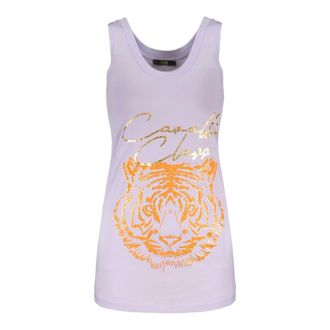 Cavalli Sleeveless Tops, female, Purple, Size: L Tank Top with Logo Print