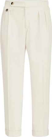 Brunello Cucinelli Pantalone in Velluto - Heren - Straight fit broeken - Wit - 2XL - Katoen - Broeken