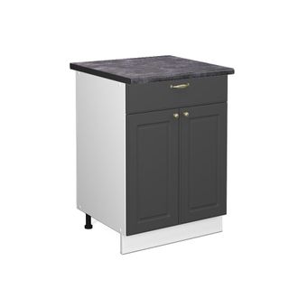 Vicco Mueble Bajo De Cocina Fame-line, Antracita-oro, 60 Cm Con Caj&oacute;n, Et Antracita Vicco