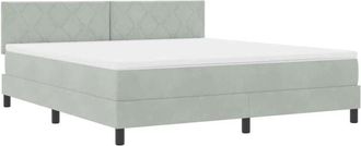 vidaXL Vidaxl - Cama Con Somier Y Colch&oacute;n Gris Claro 180 X 200 Cm Tela