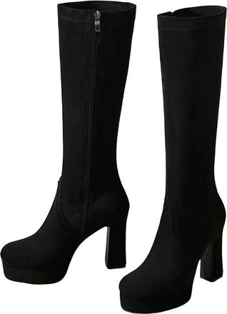 Generic Womens Platform Knee High Boots Chunky Heel Long Boots Fashion Casual Footwear