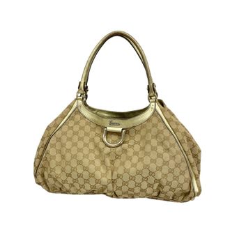 Gucci Beige Gold Canvas Tote Bag (Pre-Owned)