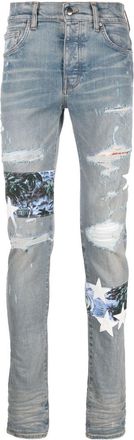 Amiri star-patch skinny jeans - men - Polyester/Spandex/Elastane/Cotton/Calf Leather - 28 - Blue