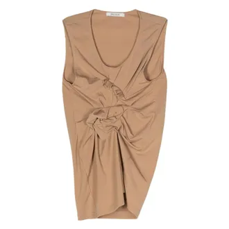 Gauch&egrave;re Tops, Dames, Beige, M, Polyester, Top zonder mouwen met ruches