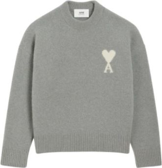 Ami Ami de Coeur Ronde Hals Knit - Heren - Ronde hals truien - Grijs - 2XL - Wol - Truien & Vesten