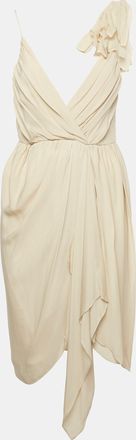 Alice & Olivia Alice + Olivia Beige Chiffon Draped Melanie Mini Dress