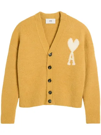 Ami Ami de Coeur vest met V-hals met logo - Geel