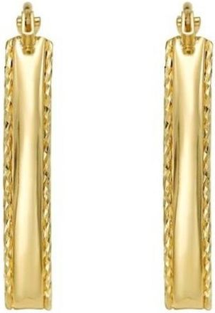 Tresorra 14K Yellow Gold Small Diamond Cut Marquise Hoop Earrings