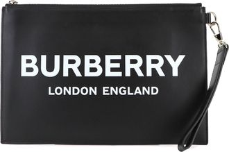 Burberry Black White Leather Clutch Bag (Pre-Owned)