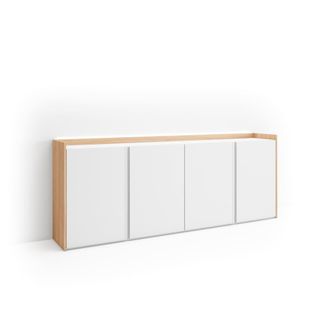 Skraut Home Aparador efecto madera blanco y roble 207x35x80cm con Led