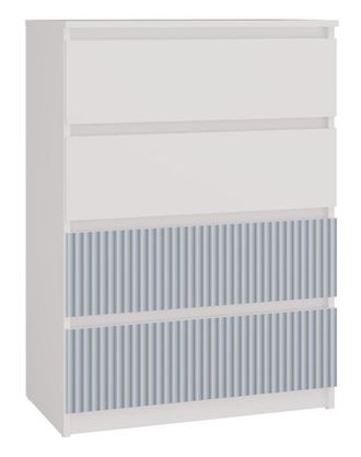 Topeshop Aster T4 - Arc&oacute;n Moderno 4 Cajones - 97x70x40 - Mueble De Almacenaje Para Ni&ntilde;os - Blanco Y Azul