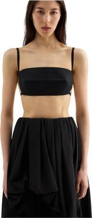 Jil Sander Wool-Silk Mouwloze Top - Dames - Tops zonder mouwen - Zwart - XL - Wol - Tops