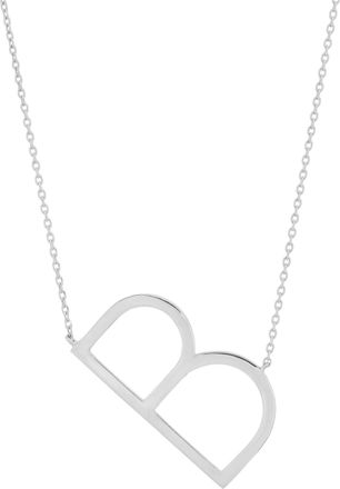 MAX + STONE 10k Yellow or White Gold Large Sideways Block Letter Initial with Cable Chain