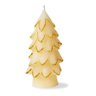 Tag Gilded Pine Tree Ivory Candle Sculpted Christmas Decor in Beige at Nordstrom