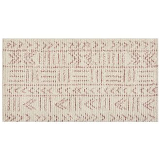 Beliani Beliani - Alfombra De Algod&oacute;n Beige Rosa 80 X 150 Cm Hecho A Mano Patr&oacute;n Geom&eacute;trico Edirne