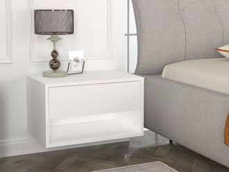 Vente-Unique Set Of 2 Hanging Bedside Tables - 1 Drawer & 1 Niche - White