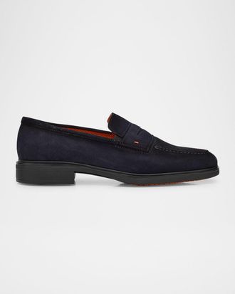 Santoni Men & apos;s Easy Suede Penny Loafers