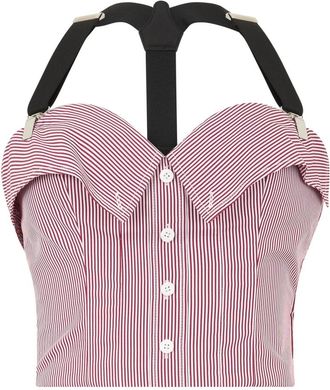 Moschino Corsettop met bandjes - Dames - Tops zonder mouwen - Rood - S - Katoen - Tops