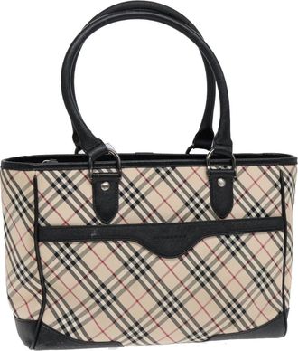 Burberry Nova Check Beige Canvas Handbag (Pre-Owned)