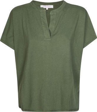 Absolut Cashmere Tiffany Polo Aperta Lino - Dames - T-shirts - Groen - S - Linnen - Tops