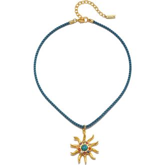 Sequin Sol Cord Pendant Necklace in Turquoise/Gold at Nordstrom