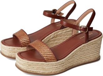 Cole Haan Cloudfeel Keeton Espadrille Flatforms Womens Sandals Tan Raffia/Dark Cuoio Leather : 10.5 B - Medium, Leather/Rubber