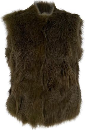 Diane Von F&uuml;rstenberg Diane Von Furstenberg Neo Sleeveless Jacket in Olive Fox Fur
