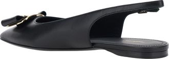Ferragamo Womens Ballet Shoes Zelmi Black Lamb Leather Ballerina