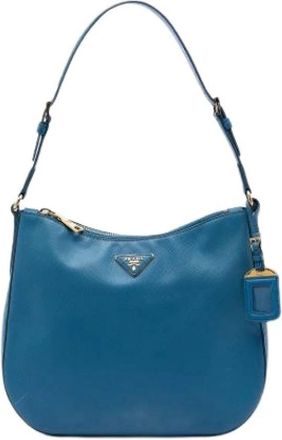 Prada Pre-owned Vintage Schoudertas - Dames - Vintage Schoudertas - Blauw - ONE Size - Leer - Vintage